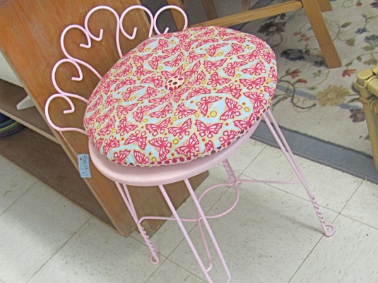 Pretty Pink Vanity Chair and Pillow